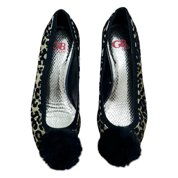 GB Girls Dress Shoes Size‎ 2M Sparkle Leopard print with Pom poms - Picture 7 of 7